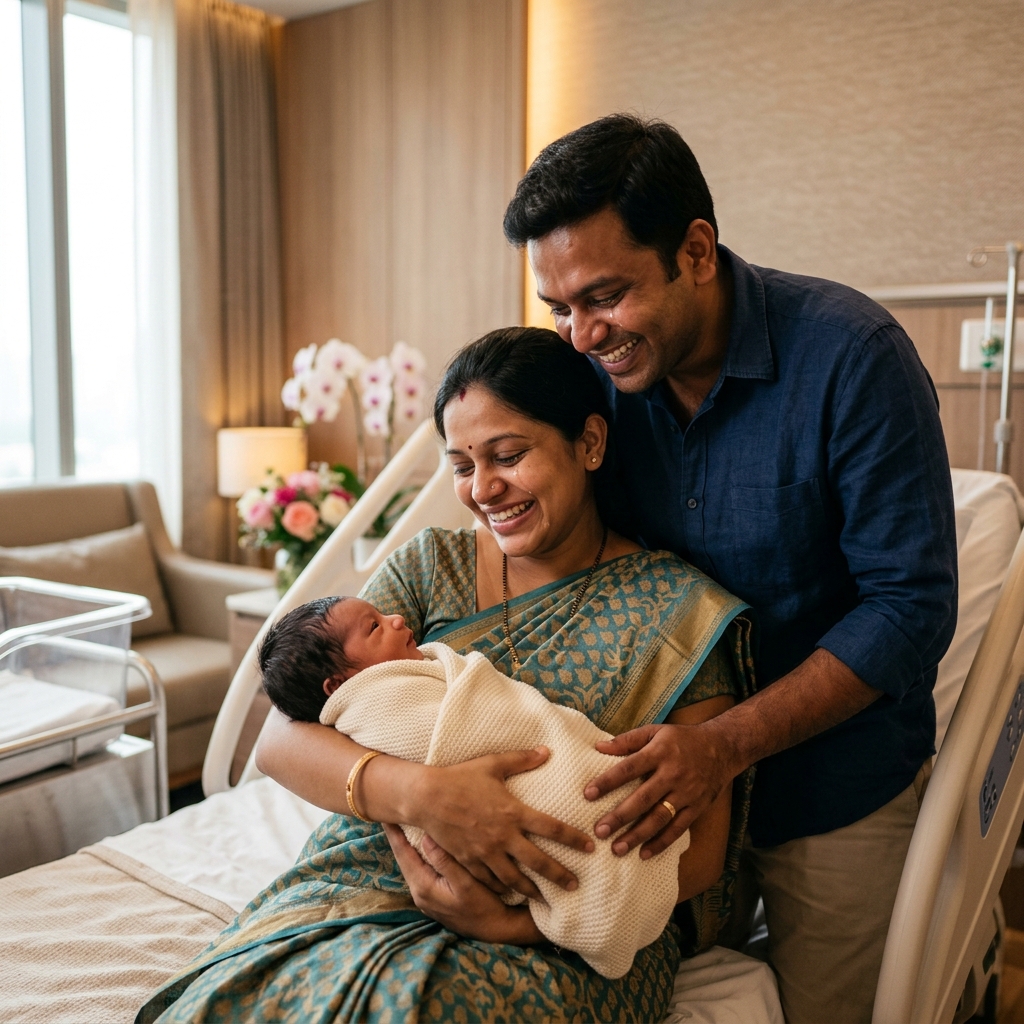 Happy mother with newborn baby in Alwar
