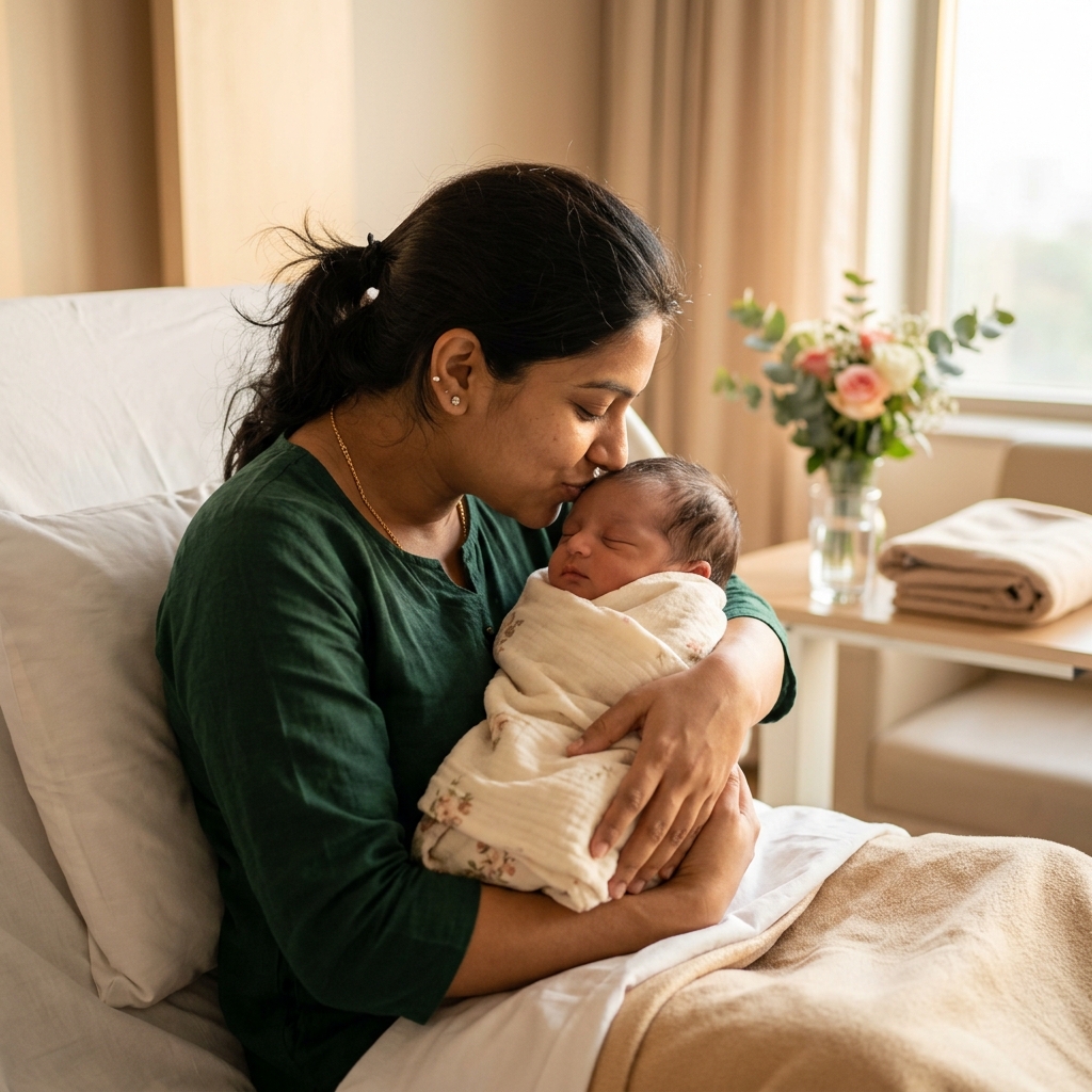 Happy mother with newborn baby in Ajmer
