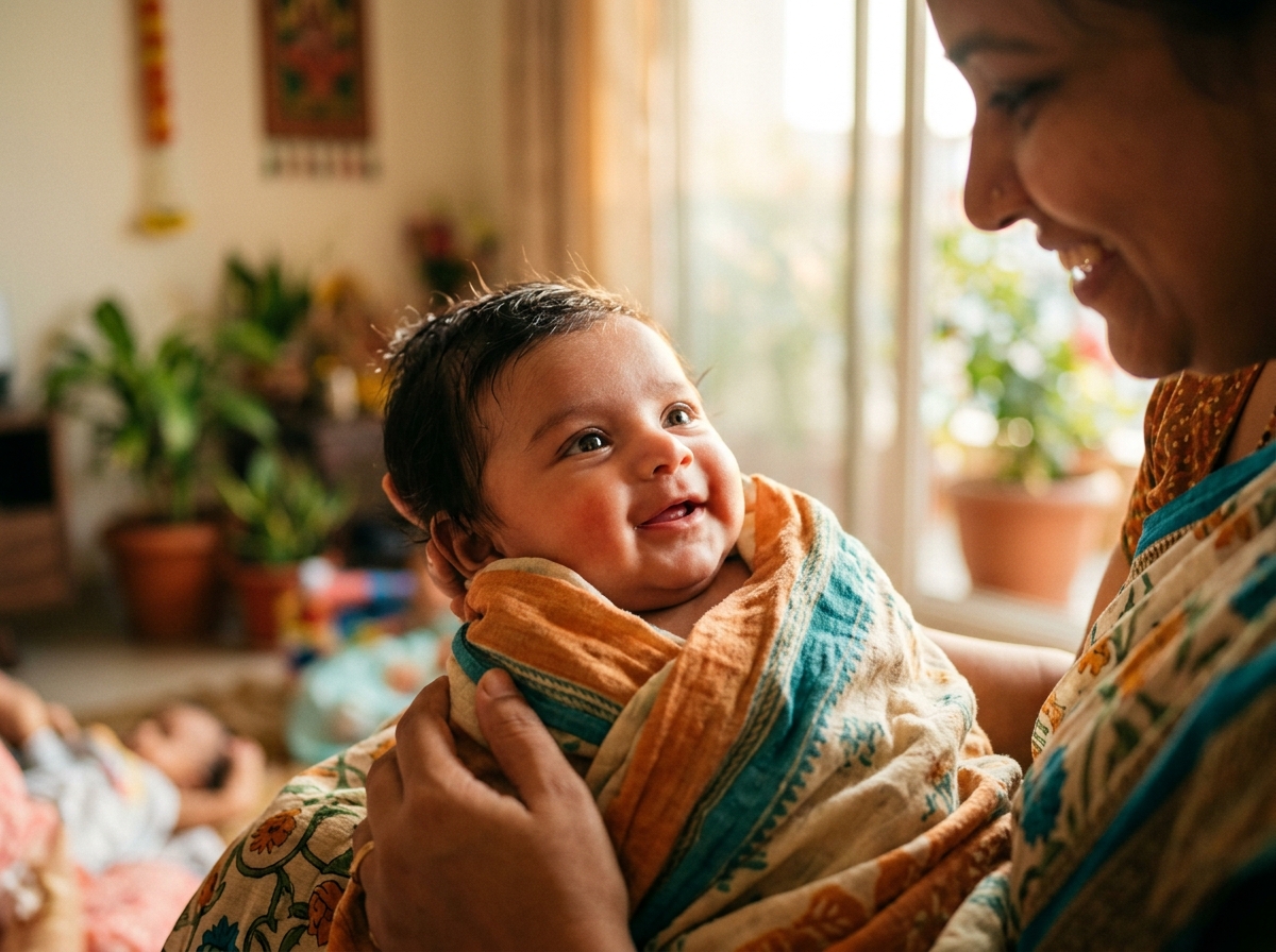 Joyful newborn representing successful treatment by an infertility specialist in Jaipur